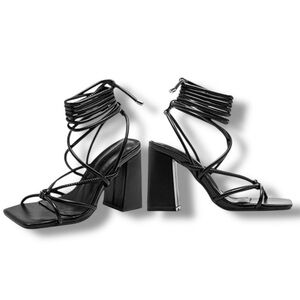 Ethsieta Elegant Black Strappy Heels